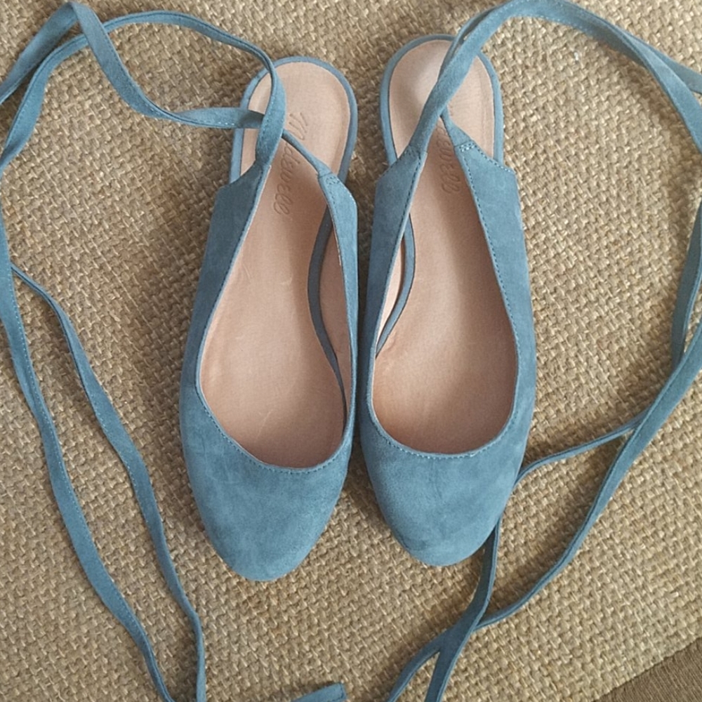 Madewell shoes, ballet flats with ties